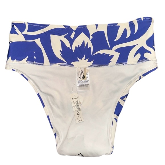 Madewell Second Wave Blue White Floral High Cheeky Bikini Bottom Swim Small NWT - Picture 4 of 8